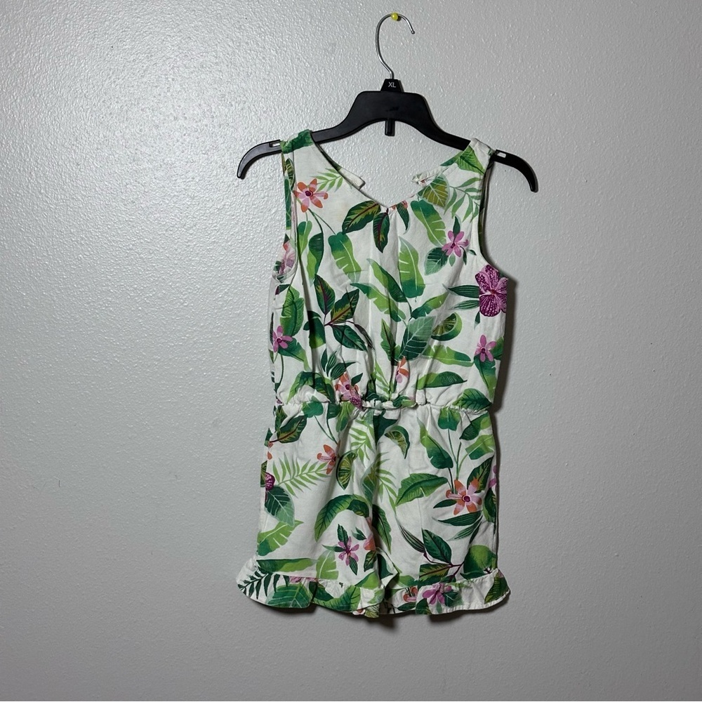 Old Navy Girls Green Floral‎ Romper Size L(10/12)